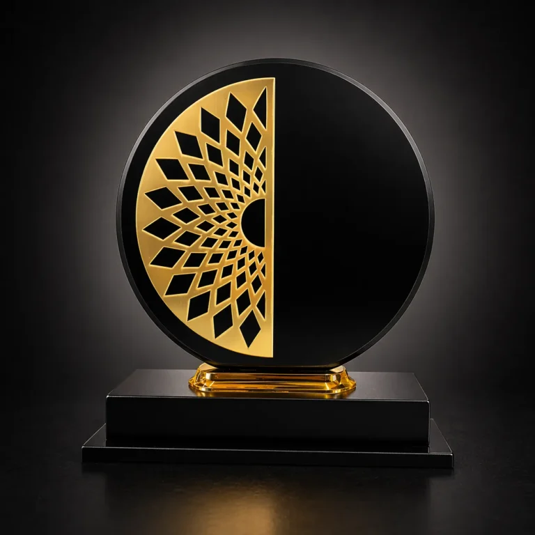 Elegant gold and black trophy wooden