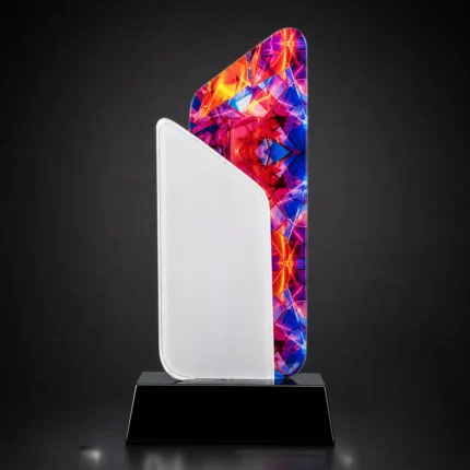 Dual Panel Crystal Glass Trophy with UV-Printed Back | Premium Corporate Award