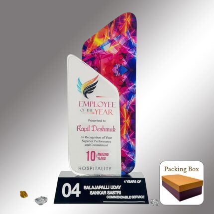 Dual-Panel Crystal Glass Award TrophyDual Panel Crystal Glass Trophy with UV-Printed Back | Premium Corporate Award