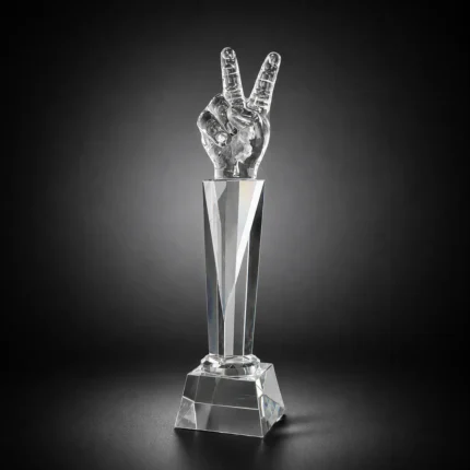Crystal Victory Hand Trophy | Premium Achievement Award